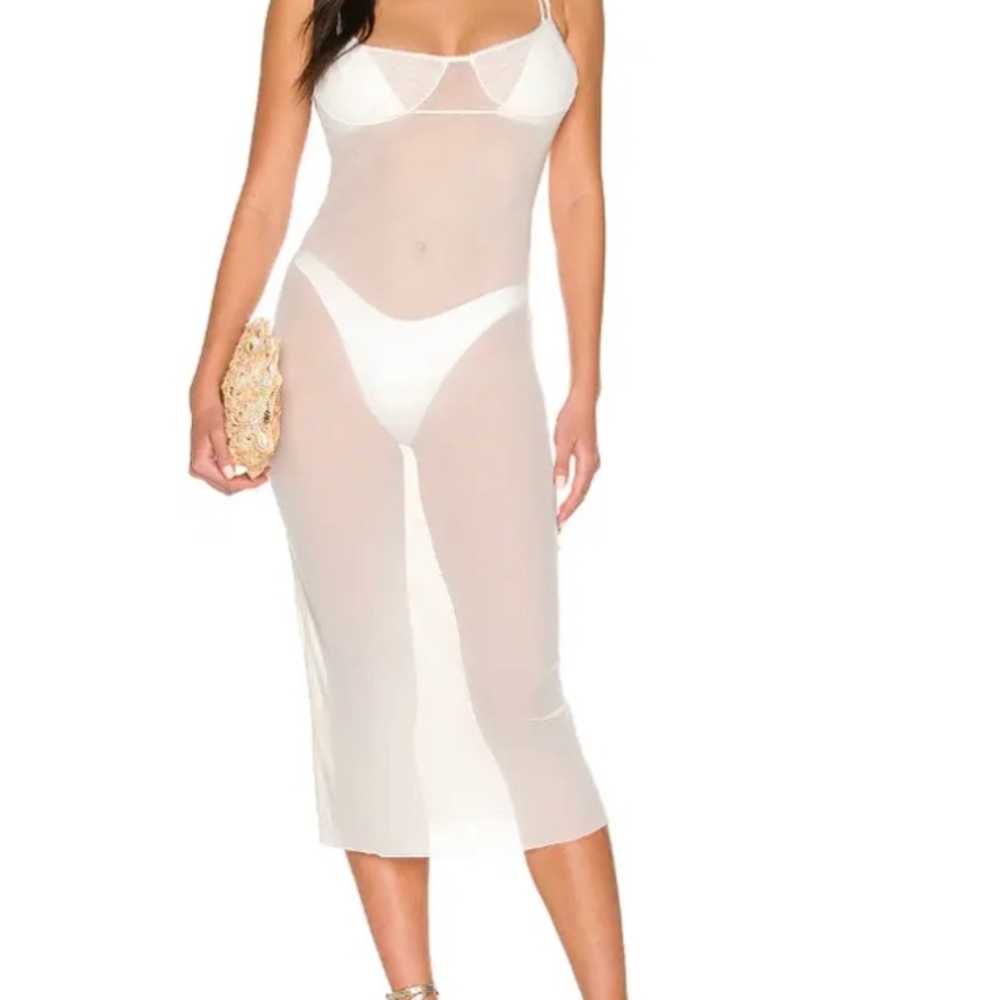 WEWOREWHAT SHEER SCOOP BACK MAXI DRESS NWT